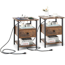 Load image into Gallery viewer, 1/2 Pieces 3-Tier Nightstand with Charging Station and Drawer-Set of 2