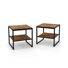 Load image into Gallery viewer, 2 Pieces Industrial 2-Tier Side Table Set with Open Shelf-Rustic Brown