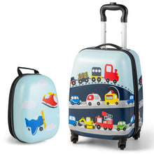 Load image into Gallery viewer, 2 Pieces Kids Carry-on Luggage Set with 12 Inch Backpack-Blue