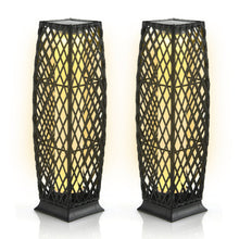 Load image into Gallery viewer, 2 Pieces Solar-Powered Diamond Wicker Floor Lamps with Auto LED Light-Black