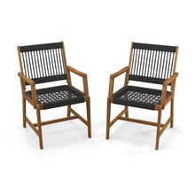 Load image into Gallery viewer, Set of 2 Patio Acacia Wood Dining Chairs with Armrests for Lawn Yard