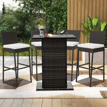 Load image into Gallery viewer, 2 Pieces Patio Cushioned Wicker Barstools with Cozy Footrest-Set of 2