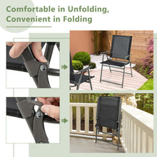 Load image into Gallery viewer, 2 Pieces Patio Folding Chairs with Armrests for Deck Garden Yard-Black & Gray