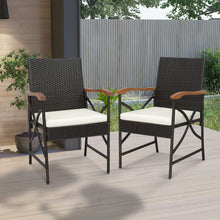 Load image into Gallery viewer, Set of 2/4 Patio Wicker Dining Chairs with Soft Zippered Cushion-Set of 2