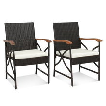 Load image into Gallery viewer, Set of 2/4 Patio Wicker Dining Chairs with Soft Zippered Cushion-Set of 2