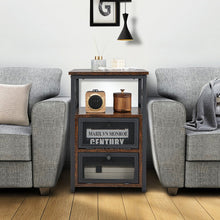 Load image into Gallery viewer, Set of 2 Modern Nightstand with 2 Flip Drawers and Open Shelf-Rustic Brown