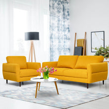 Load image into Gallery viewer, 2 Pieces Upholstered Sofa Set with Removable Cushion Covers-Yellow