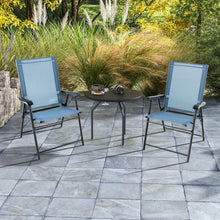 Load image into Gallery viewer, 2 Set of Patio Dining Chair with Armrests and Metal Frame-Blue