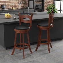 Load image into Gallery viewer, 2 Pieces 24/29 inch Swivel Bar Stools with Curved Backrest and Seat Cushions-29 inches