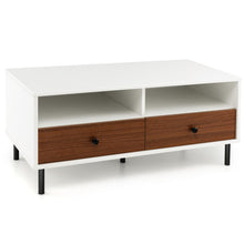 Load image into Gallery viewer, 2 Tier 40 Inch Length Modern Rectangle Coffee Table with Storage Shelf and Drawers-White