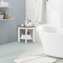Load image into Gallery viewer, Corner Shower Bench Stool with Storage Shelf for Shaving Legs