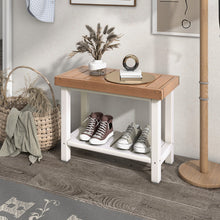 Load image into Gallery viewer, 2-Tier HDPE Shower Chair with Storage Shelf and Anti-slip Foot Pads for Bath Spa-Brown