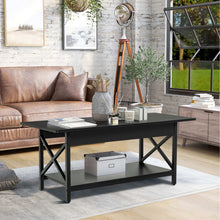 Load image into Gallery viewer, 2-Tier Industrial Rectangular Coffee Table with Storage Shelf-Black