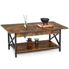 Load image into Gallery viewer, 2-Tier Industrial Rectangular Coffee Table with Storage Shelf-Rustic Brown