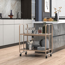 Load image into Gallery viewer, 2-Tier Mobile Serving Cart with Tempered Glass Shelf-Golden
