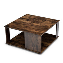 Load image into Gallery viewer, 2 Tiers Square Coffee Table with Storage and Non-Slip Foot Pads-Rustic Brown