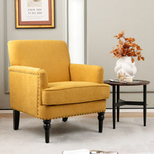 Load image into Gallery viewer, Modern Upholstered Padded Accent Chair with Rubber Wood Legs-Yellow