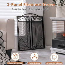 Load image into Gallery viewer, 3-Panel Freestanding Fireplace Screen Folded Fire Doors