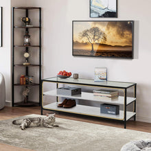 Load image into Gallery viewer, 3-Tier TV Stand for TVs up to 50 Inch with Tempered Glass Top-White
