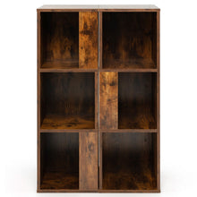 Load image into Gallery viewer, 3-Tier 6 Cube Freestanding Bookcase with Anti-toppling Device-Rustic Brown
