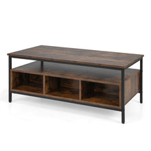 Load image into Gallery viewer, 3-Tier Industrial Style Coffee Table with Storage and Heavy-duty Metal Frame-Coffee