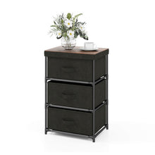 Load image into Gallery viewer, 3-Tier Fabric Nightstand with Sturdy Metal Frame-Black