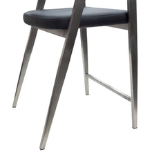 Load image into Gallery viewer, Adele Set of Two Counter Height Chairs in Black Leatherette w/ Brushed Stainless Steel Leg by Diamond Sofa