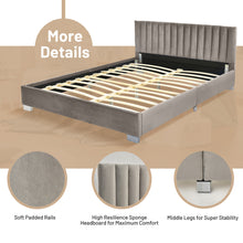 Load image into Gallery viewer, Queen Tufted Upholstered Platform Bedstead Flannel Headboard-Light Gray