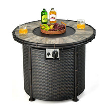 Load image into Gallery viewer, 32 Inch Patio Round 30000 BTU Propane Fire Pit Table with Fire Glasses and PVC Cover