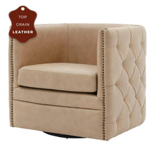 Load image into Gallery viewer, Leslie Top Grain Leather Swivel Tufted Chair