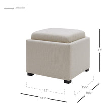 Load image into Gallery viewer, Cameron Square Fabric Storage Ottoman with Tray