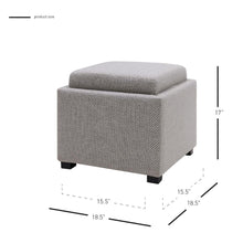 Load image into Gallery viewer, Cameron Square Fabric Storage Ottoman with Tray