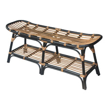Load image into Gallery viewer, Damara Rattan Bench w/ Shelf