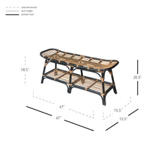 Load image into Gallery viewer, Damara Rattan Bench w/ Shelf