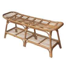 Load image into Gallery viewer, Damara Rattan Bench w/ Shelf