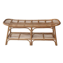 Load image into Gallery viewer, Damara Rattan Bench w/ Shelf