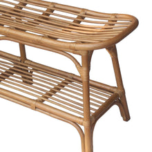 Load image into Gallery viewer, Damara Rattan Bench w/ Shelf