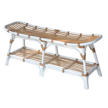 Load image into Gallery viewer, Damara Rattan Bench w/ Shelf