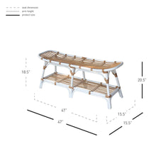 Load image into Gallery viewer, Damara Rattan Bench w/ Shelf
