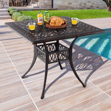 Load image into Gallery viewer, 35.4 Inch Aluminum Patio Square Dining Table with Umbrella Hole-Bronze