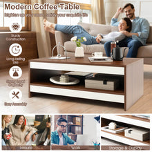Load image into Gallery viewer, 37 Inch 2-Tier Rectangle Wooden Coffee Table with Storage Shelf-Wulnat