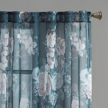 Load image into Gallery viewer, Madison Park Simone 100% Polyester Printed Floral Rod Pocket And Back Tab Voile Sheer- Navy MP40-6623 By Olliix