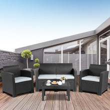 Load image into Gallery viewer, 4 Piece Patio Molded Rattan Sectional Sofa Set-Black