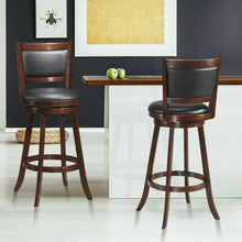 Load image into Gallery viewer, Set of 2 29 Inch Swivel Bar Height Stool Wood Dining Chair Barstool-Brown