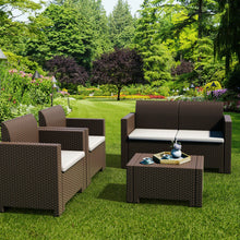 Load image into Gallery viewer, 4 Pcs Patio Furniture Set Sofa Loveseat Cushioned Made In Italy-Brown