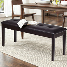 Load image into Gallery viewer, Upholstered Dining Room PU Bench Solid Wood Button Tufted-Brown