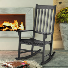 Load image into Gallery viewer, Indoor Outdoor Wooden High Back Rocking Chair-Black