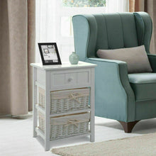 Load image into Gallery viewer, Set of 2 3 Layer 1 Drawer Wood Bedside End Table-White
