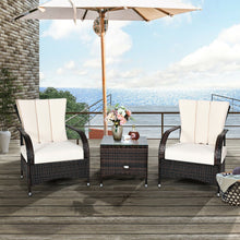 Load image into Gallery viewer, 3PCS Rattan Coffee Table Set Chair-White