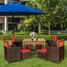 Load image into Gallery viewer, 9 Pieces Patio Rattan Dining Cushioned Chairs Set-Red